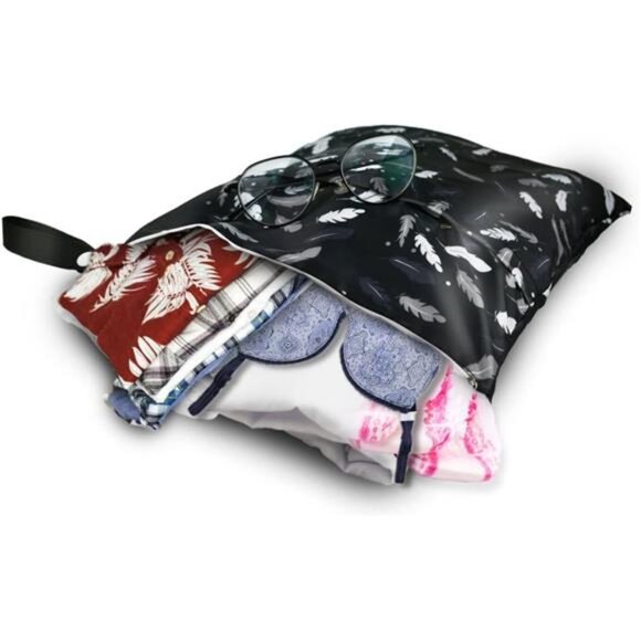 Baby Wet Dry Bags 2 Pack Waterproof Reusable Diaper Swimsuit Travel Organizer - Picture 5 of 8